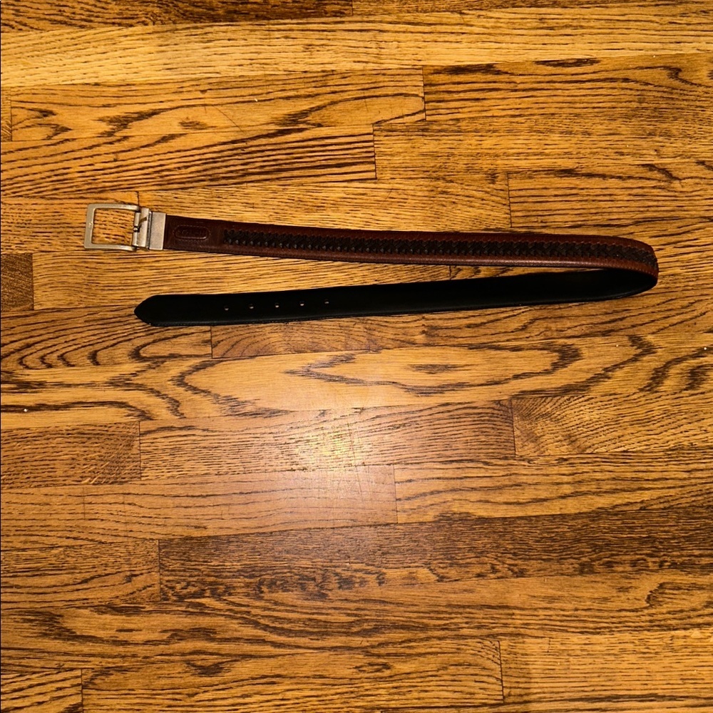 Columbia Rich Brown Leather Belt with leather braided accents